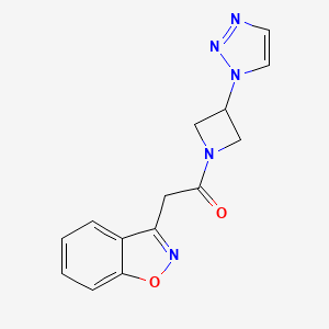 molecular formula C14H13N5O2 B2489717 1-(3-(1H-1,2,3-三氮唑-1-基)氮杂环丁烷-1-基)-2-(苯并[d]异噁唑-3-基)乙酮 CAS No. 2034431-16-6