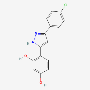 molecular formula C15H11ClN2O2 B2489718 4-(5-(4-chlorophenyl)-1H-pyrazol-3-yl)benzene-1,3-diol CAS No. 890634-37-4
