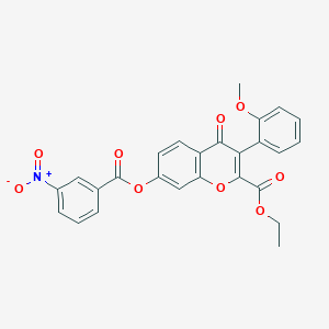 molecular formula C26H19NO9 B2489719 2-(Ethoxycarbonyl)-3-(2-methoxyphenyl)-4-oxochromen-7-yl 3-nitrobenzoate CAS No. 610759-16-5