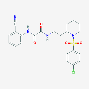 molecular formula C22H23ClN4O4S B2489725 N1-(2-(1-((4-chlorophenyl)sulfonyl)piperidin-2-yl)ethyl)-N2-(2-cyanophenyl)oxalamide CAS No. 898406-58-1