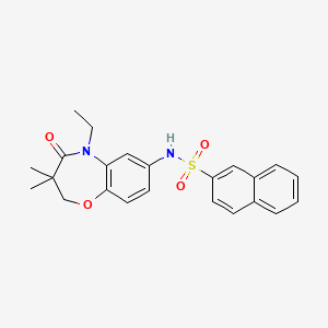 molecular formula C23H24N2O4S B2489726 N-(5-ethyl-3,3-dimethyl-4-oxo-2,3,4,5-tetrahydrobenzo[b][1,4]oxazepin-7-yl)naphthalene-2-sulfonamide CAS No. 922023-74-3