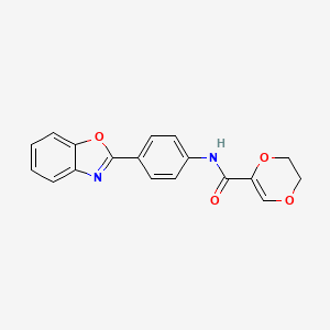 molecular formula C18H14N2O4 B2489733 N-(4-(benzo[d]oxazol-2-yl)phenyl)-5,6-dihydro-1,4-dioxine-2-carboxamide CAS No. 864938-19-2