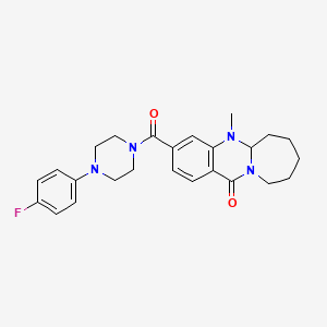 molecular formula C25H29FN4O2 B2489736 3-{[4-(4-fluorophenyl)piperazin-1-yl]carbonyl}-5-methyl-5a,6,7,8,9,10-hexahydroazepino[2,1-b]quinazolin-12(5H)-one CAS No. 1775471-99-2