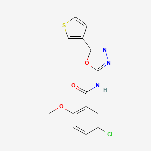 molecular formula C14H10ClN3O3S B2489737 5-chloro-2-methoxy-N-(5-(thiophen-3-yl)-1,3,4-oxadiazol-2-yl)benzamide CAS No. 1251577-98-6
