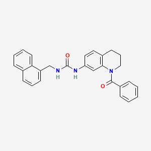 molecular formula C28H25N3O2 B2489740 1-(1-Benzoyl-1,2,3,4-tetrahydroquinolin-7-yl)-3-(naphthalen-1-ylmethyl)urea CAS No. 1203051-23-3