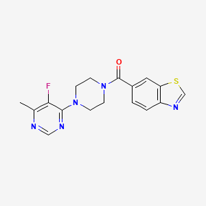 molecular formula C17H16FN5OS B2489757 1,3-Benzothiazol-6-yl-[4-(5-fluoro-6-methylpyrimidin-4-yl)piperazin-1-yl]methanone CAS No. 2380168-30-7