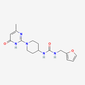 molecular formula C16H21N5O3 B2489763 1-(呋喃-2-基甲基)-3-(1-(4-甲基-6-氧代-1,6-二氢嘧啶-2-基)哌啶-4-基)脲 CAS No. 1903601-48-8