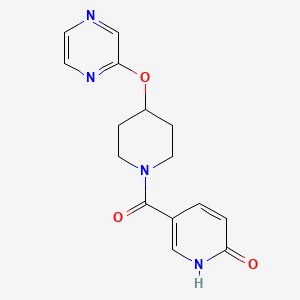 molecular formula C15H16N4O3 B2489765 5-(4-(吡嗪-2-氧基)哌啶-1-羰基)吡啶-2(1H)-酮 CAS No. 1448033-66-6