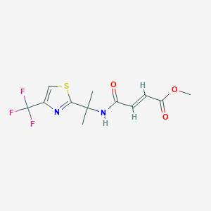 molecular formula C12H13F3N2O3S B2489775 Methyl (E)-4-oxo-4-[2-[4-(trifluoromethyl)-1,3-thiazol-2-yl]propan-2-ylamino]but-2-enoate CAS No. 2411326-75-3
