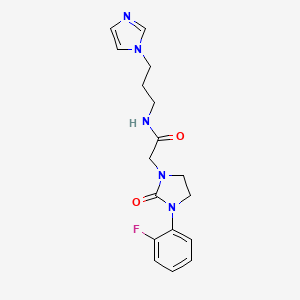molecular formula C17H20FN5O2 B2489776 N-(3-(1H-imidazol-1-yl)propyl)-2-(3-(2-fluorophenyl)-2-oxoimidazolidin-1-yl)acetamide CAS No. 1331323-19-3