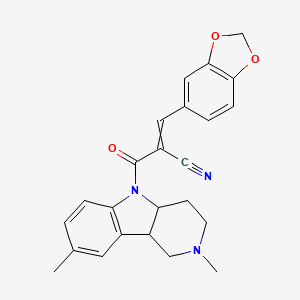 3-(2H-1,3-benzodioxol-5-yl)-2-{2,8-dimethyl-1H,2H,3H,4H,4aH,5H,9bH-pyrido[4,3-b]indole-5-carbonyl}prop-2-enenitrile