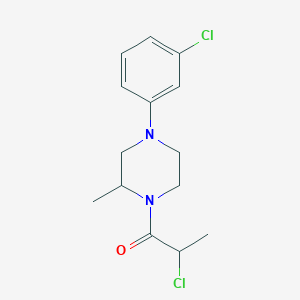 molecular formula C14H18Cl2N2O B2489795 2-Chloro-1-[4-(3-chlorophenyl)-2-methylpiperazin-1-yl]propan-1-one CAS No. 2411262-25-2