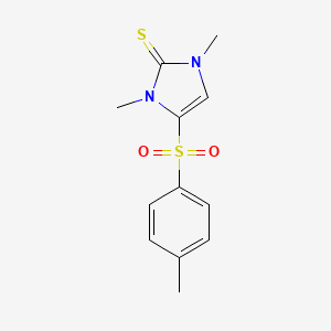 molecular formula C12H14N2O2S2 B2489804 1,3-dimethyl-4-[(4-methylphenyl)sulfonyl]-1,3-dihydro-2H-imidazole-2-thione CAS No. 282109-03-9
