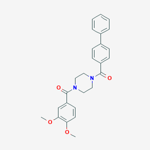molecular formula C26H26N2O4 B248981 Piperazine, 1-(3,4-dimethoxybenzoyl)-4-(4-phenylbenzoyl)- 