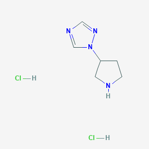 molecular formula C6H12Cl2N4 B2489810 1-(吡咯啉-3-基)-1H-1,2,4-三唑二盐酸盐 CAS No. 1909316-43-3