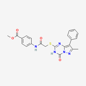 Methyl 4-(2-((7-methyl-4-oxo-8-phenyl-3,4-dihydropyrazolo[1,5-a][1,3,5]triazin-2-yl)thio)acetamido)benzoate