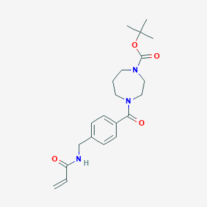 molecular formula C21H29N3O4 B2489818 Tert-butyl 4-[4-[(prop-2-enoylamino)methyl]benzoyl]-1,4-diazepane-1-carboxylate CAS No. 2361709-66-0