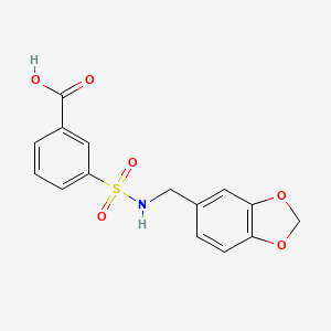 molecular formula C15H13NO6S B2489827 3-([(1,3-Benzodioxol-5-ylmethyl)amino]sulfonyl)benzoic acid CAS No. 722473-64-5