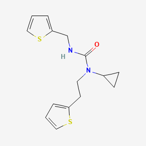molecular formula C15H18N2OS2 B2489828 1-Cyclopropyl-1-(2-(thiophen-2-yl)ethyl)-3-(thiophen-2-ylmethyl)urea CAS No. 1396846-74-4