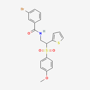 molecular formula C20H18BrNO4S2 B2489842 3-bromo-N-[2-[(4-methoxyphenyl)sulfonyl]-2-(2-thienyl)ethyl]benzamide CAS No. 946297-68-3