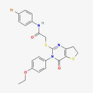 molecular formula C22H20BrN3O3S2 B2489844 N-(4-bromophenyl)-2-((3-(4-ethoxyphenyl)-4-oxo-3,4,6,7-tetrahydrothieno[3,2-d]pyrimidin-2-yl)thio)acetamide CAS No. 850915-76-3