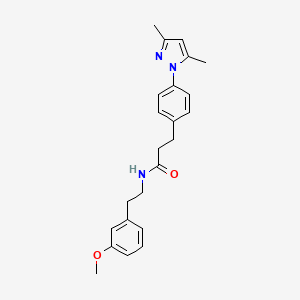 molecular formula C23H27N3O2 B2489851 3-(4-(3,5-dimethyl-1H-pyrazol-1-yl)phenyl)-N-(3-methoxyphenethyl)propanamide CAS No. 2034245-46-8