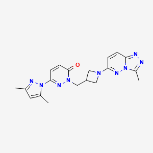 molecular formula C19H21N9O B2489869 6-(3,5-dimethyl-1H-pyrazol-1-yl)-2-[(1-{3-methyl-[1,2,4]triazolo[4,3-b]pyridazin-6-yl}azetidin-3-yl)methyl]-2,3-dihydropyridazin-3-one CAS No. 2194849-86-8