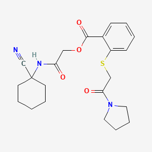 molecular formula C22H27N3O4S B2489876 [(1-Cyanocyclohexyl)carbamoyl]methyl 2-{[2-oxo-2-(pyrrolidin-1-yl)ethyl]sulfanyl}benzoate CAS No. 926109-90-2