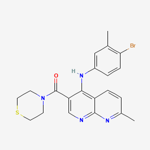 (4-((4-Bromo-3-methylphenyl)amino)-7-methyl-1,8-naphthyridin-3-yl)(thiomorpholino)methanone