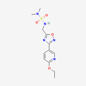 molecular formula C12H17N5O4S B2489879 5-[(Dimethylsulfamoylamino)methyl]-3-(6-ethoxypyridin-3-yl)-1,2,4-oxadiazole CAS No. 1903044-96-1