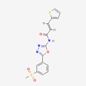 molecular formula C16H13N3O4S2 B2489890 (E)-N-(5-(3-(methylsulfonyl)phenyl)-1,3,4-oxadiazol-2-yl)-3-(thiophen-2-yl)acrylamide CAS No. 886929-73-3