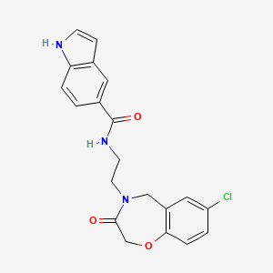 molecular formula C20H18ClN3O3 B2489901 N-(2-(7-chloro-3-oxo-2,3-dihydrobenzo[f][1,4]oxazepin-4(5H)-yl)ethyl)-1H-indole-5-carboxamide CAS No. 1903158-39-3