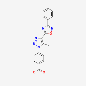 molecular formula C19H15N5O3 B2489919 methyl 4-[5-methyl-4-(3-phenyl-1,2,4-oxadiazol-5-yl)-1H-1,2,3-triazol-1-yl]benzoate CAS No. 895093-50-2
