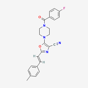 molecular formula C24H21FN4O2 B2489933 (E)-5-(4-(4-fluorobenzoyl)piperazin-1-yl)-2-(4-methylstyryl)oxazole-4-carbonitrile CAS No. 941255-28-3