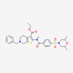 molecular formula C30H35N3O6S2 B2489944 Ethyl 6-benzyl-2-(4-((2,6-dimethylmorpholino)sulfonyl)benzamido)-4,5,6,7-tetrahydrothieno[2,3-c]pyridine-3-carboxylate CAS No. 524063-76-1