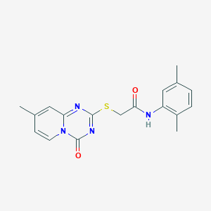 molecular formula C18H18N4O2S B2489947 N-(2,5-二甲基苯基)-2-(8-甲基-4-氧代吡啶并[1,2-a][1,3,5]三嗪-2-基)硫醇乙酰胺 CAS No. 896329-04-7