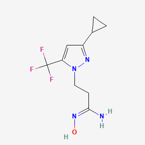 molecular formula C10H13F3N4O B2489957 (1E)-3-[3-环丙基-5-(三氟甲基)-1H-吡唑-1-基]-N'-羟基丙酰胺 CAS No. 1006322-86-6