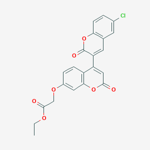molecular formula C22H15ClO7 B2489967 Ethyl 2-[4-(6-chloro-2-oxochromen-3-yl)-2-oxochromen-7-yloxy]acetate CAS No. 869079-42-5