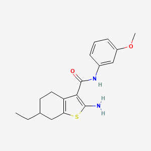 molecular formula C18H22N2O2S B2489981 2-amino-6-ethyl-N-(3-methoxyphenyl)-4,5,6,7-tetrahydro-1-benzothiophene-3-carboxamide CAS No. 725222-04-8