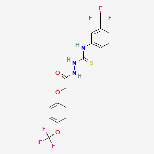 molecular formula C17H13F6N3O3S B2489997 1-(2-(4-三氟甲氧基苯氧)乙酰)-4-(3-三氟甲基苯基)硫脲 CAS No. 1024225-00-0