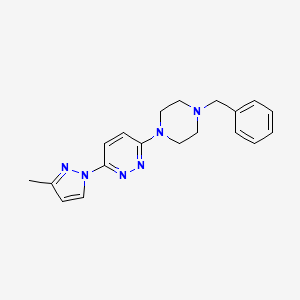 molecular formula C19H22N6 B2489998 3-(4-benzylpiperazin-1-yl)-6-(3-methyl-1H-pyrazol-1-yl)pyridazine CAS No. 2415452-47-8