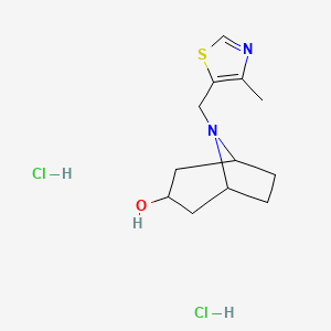 molecular formula C12H20Cl2N2OS B2490003 (1R,5S)-8-((4-methylthiazol-5-yl)methyl)-8-azabicyclo[3.2.1]octan-3-ol dihydrochloride CAS No. 2320860-88-4