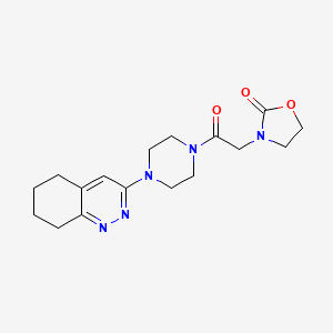 molecular formula C17H23N5O3 B2490022 3-(2-Oxo-2-(4-(5,6,7,8-tetrahydrocinnolin-3-yl)piperazin-1-yl)ethyl)oxazolidin-2-one CAS No. 2034318-04-0