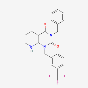 molecular formula C22H16F3N3O2 B2490025 3-Benzyl-1-[[3-(trifluoromethyl)phenyl]methyl]-4a,5,6,7,8,8a-hexahydropyrido[2,3-d]pyrimidine-2,4-dione CAS No. 902960-76-3