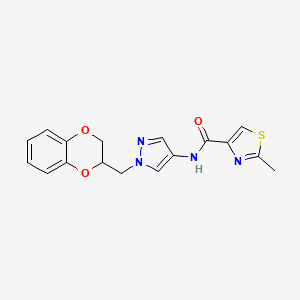 N-(1-((2,3-dihydrobenzo[b][1,4]dioxin-2-yl)methyl)-1H-pyrazol-4-yl)-2-methylthiazole-4-carboxamide