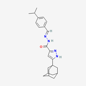 molecular formula C24H30N4O B2490035 (E)-3-((1s,3s)-adamantan-1-yl)-N'-(4-isopropylbenzylidene)-1H-pyrazole-5-carbohydrazide CAS No. 307320-59-8