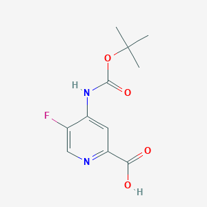 molecular formula C11H13FN2O4 B2490054 5-Fluoro-4-[(2-methylpropan-2-yl)oxycarbonylamino]pyridine-2-carboxylic acid CAS No. 2287274-69-3