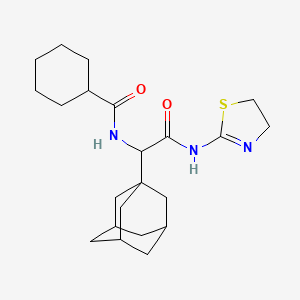 molecular formula C22H33N3O2S B2490058 N-[1-(1-adamantyl)-2-(4,5-dihydro-1,3-thiazol-2-ylamino)-2-oxoethyl]cyclohexanecarboxamide CAS No. 1008077-91-5