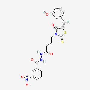 (E)-N'-(4-(5-(3-methoxybenzylidene)-4-oxo-2-thioxothiazolidin-3-yl)butanoyl)-3-nitrobenzohydrazide