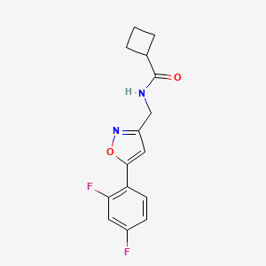 molecular formula C15H14F2N2O2 B2490067 N-((5-(2,4-difluorophenyl)isoxazol-3-yl)methyl)cyclobutanecarboxamide CAS No. 1211721-86-6